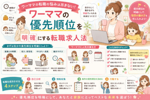 ワーママの転職の悩みは尽きない!ワーママの優先順位を明確にする転職求人法